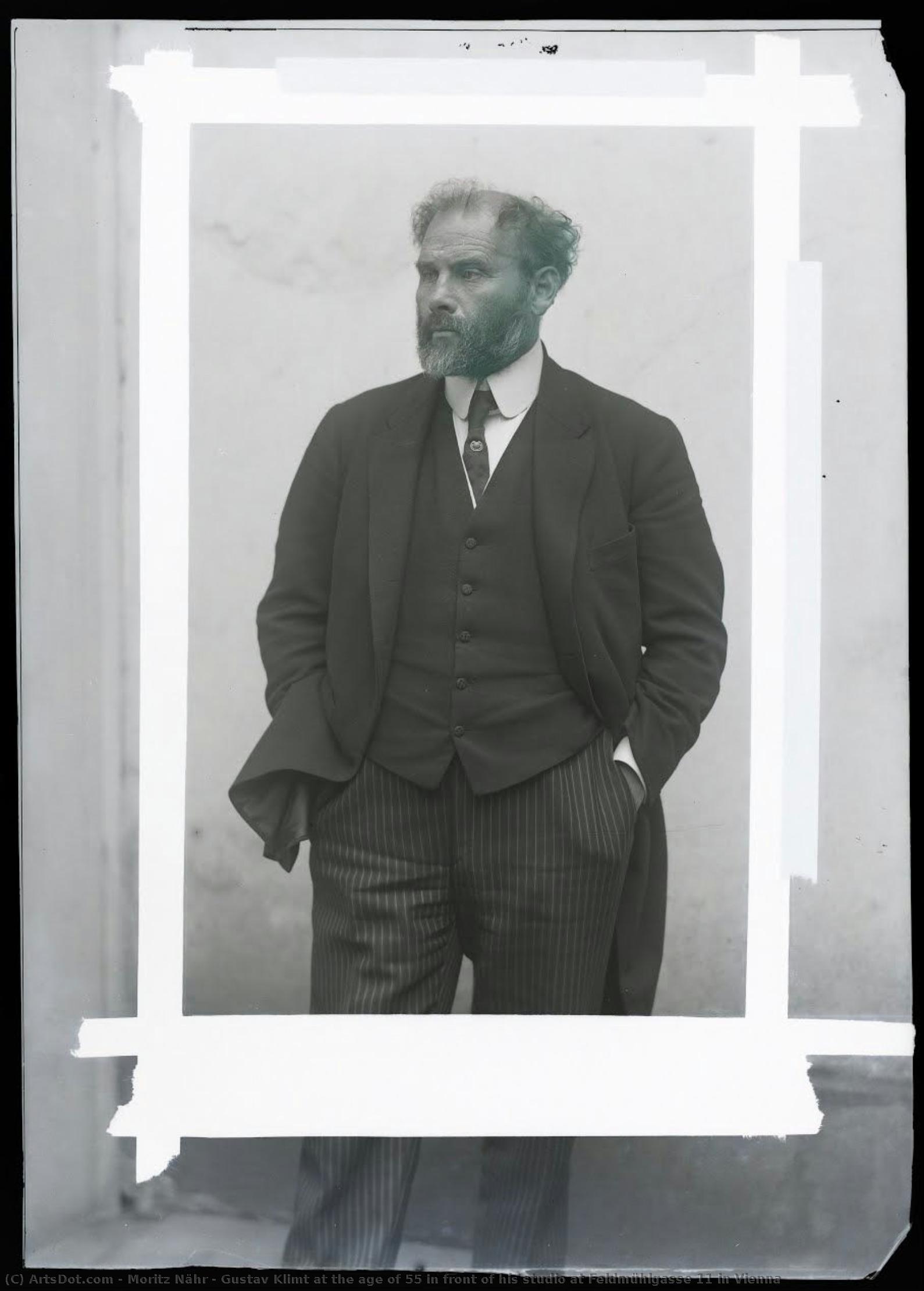 Gustav Klimt At The Age Of 55 In Front Of His Studio At Feldmühlgasse 11 In Vienna — Moritz Nähr