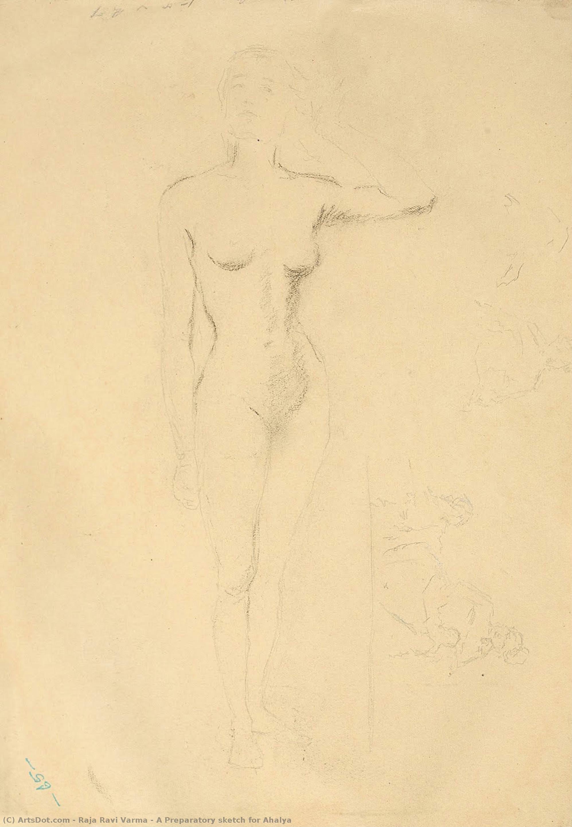 A Preparatory Sketch For Ahalya — Raja Ravi Varma