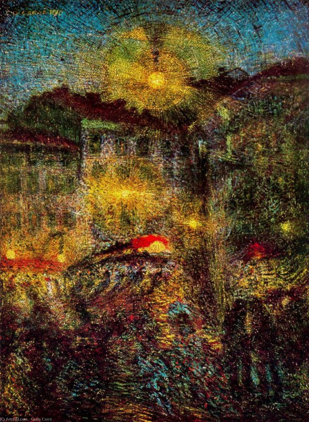 Notturno A Piazza Beccaria Di Milano — Carlo Carrà