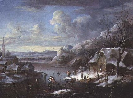 Winter Scene With Numerous Figures — Johann Christian Vollerdt Or Vollaert