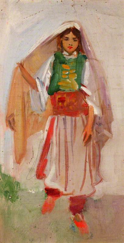 Arab Girl Holding Her Head Veil — John J Alsop