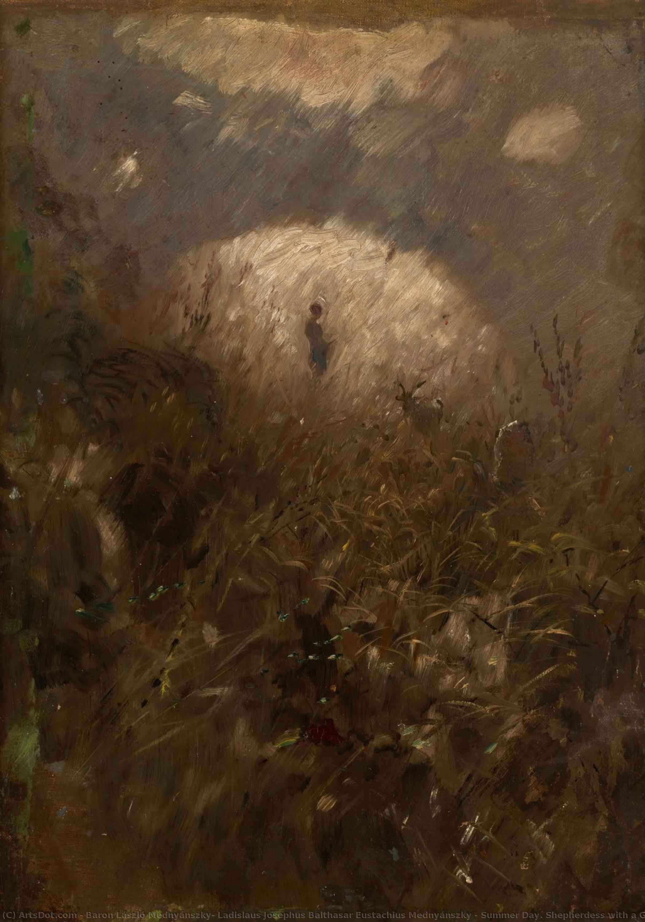 Summer Day. Shepherdess With A Goat — Baron László Mednyánszky, Ladislaus Josephus Balthasar Eustachius Mednyánszky