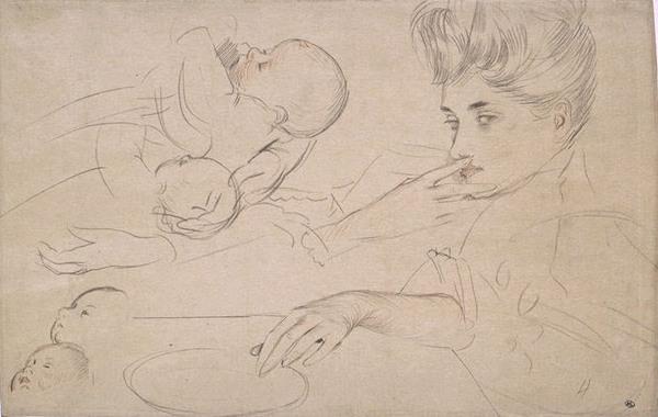 Sheet Of Studies, Woman, Child — Paul César Helleu
