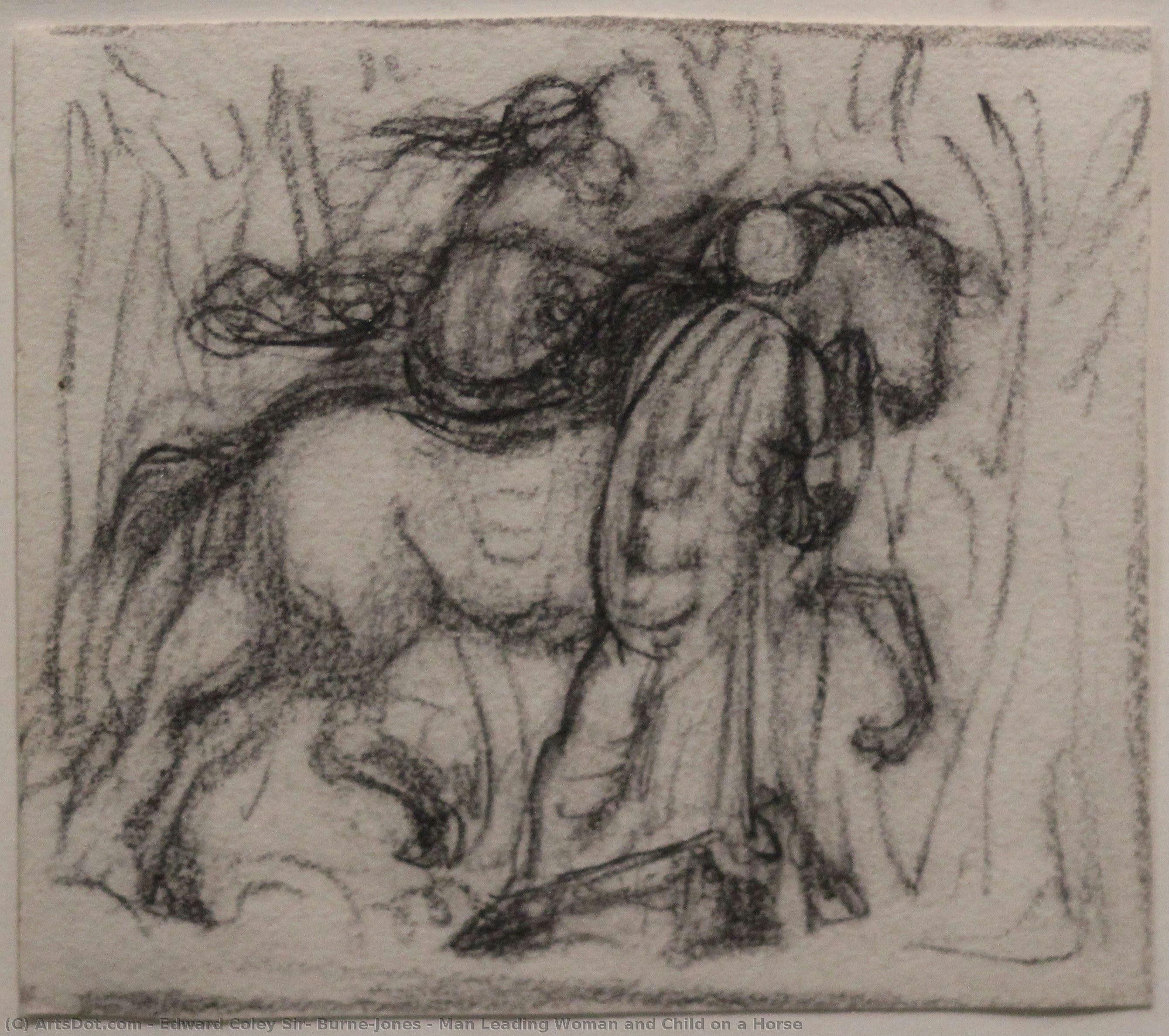 Man Leading Woman And Child On A Horse — Edward Kolij Barn-džons