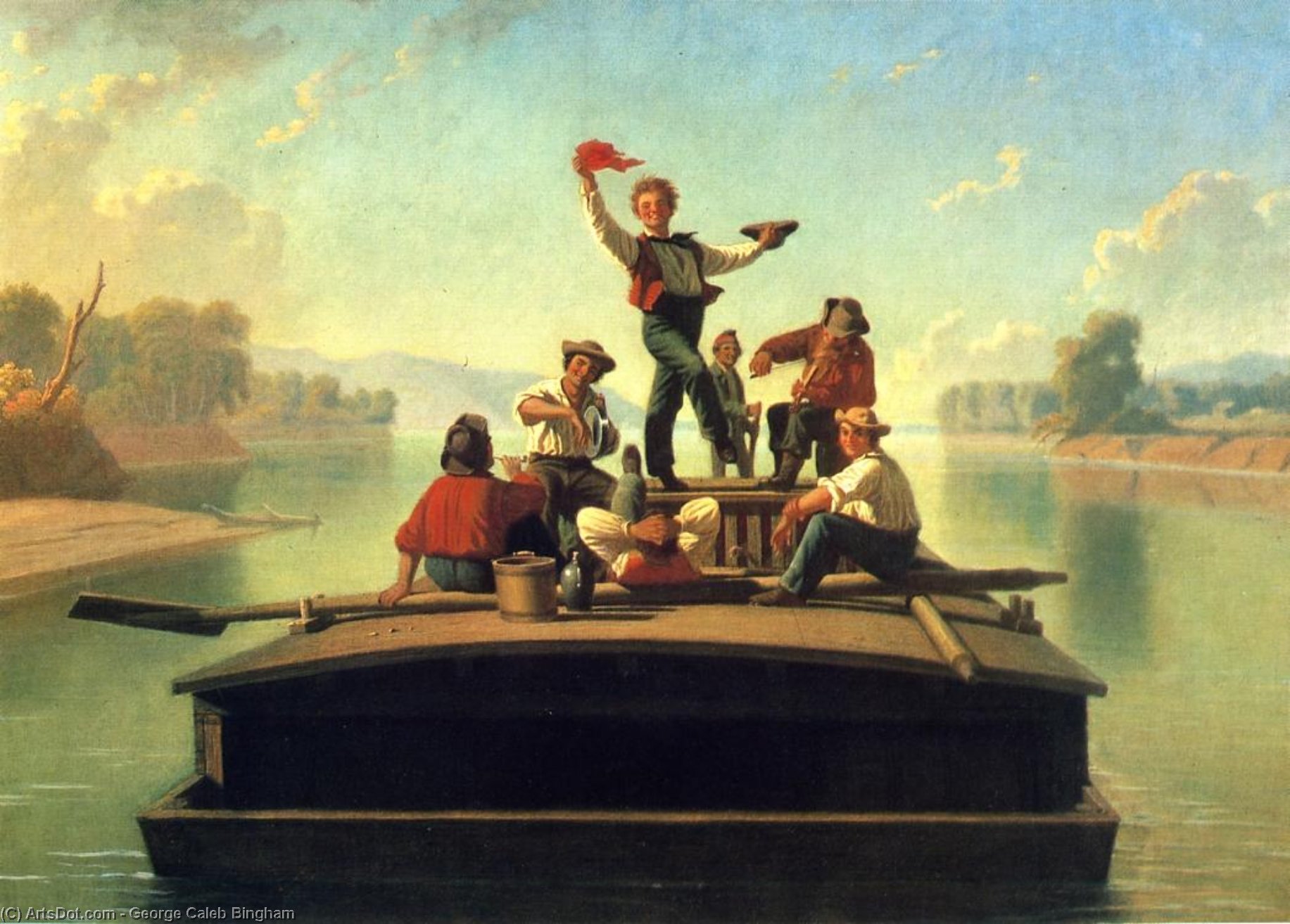 The Jolly Flatboatmen (2nd Version) — George Caleb Bingham