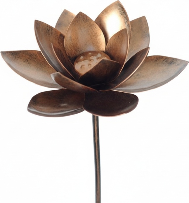 Bronze-finish Metal Lotus Sculpture