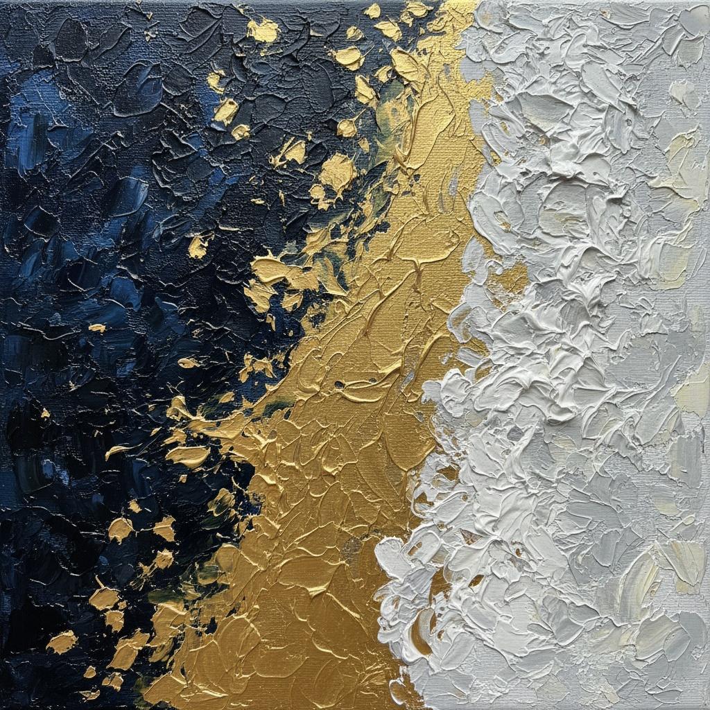 Midnight Gold And Alabaster: A Monumental Study In Sculptural Impasto Texture — David Moreau