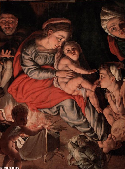 The Holy Family By A Fire — Jan Cornelisz Vermeyen (jan Mayo)