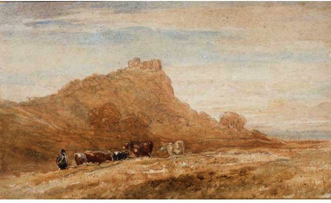 Harlech Castle With A Herdsmen And Cattle In The Foreground — David Cox