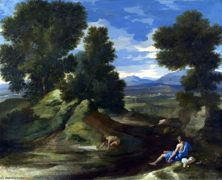 Landscape With A Man Scooping Water From A Stream — Никола Пусен