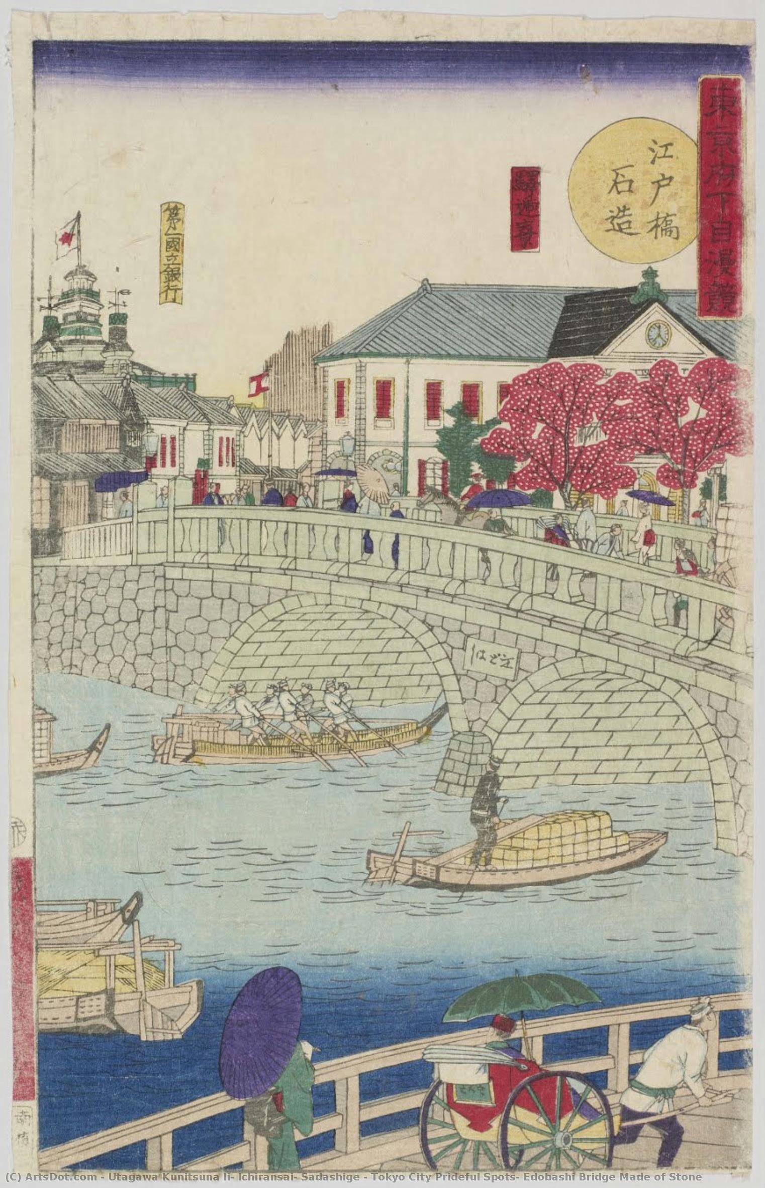 Tokyo City Prideful Spots: Edobashi Bridge Made Of Stone — Utagawa Kunitsuna Ii, Ichiransai, Sadashige