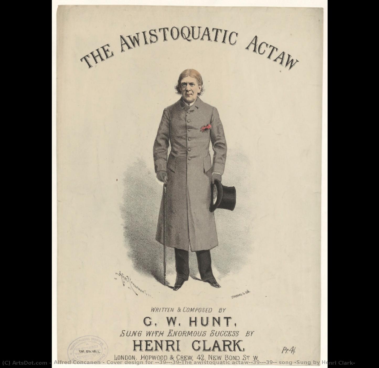 Cover Design For ''the Awistoquatic Actaw'', Song (sung By Henri Clark) — Alfred Concanen