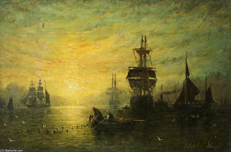 Sunset With Boats — Adolphus Knell