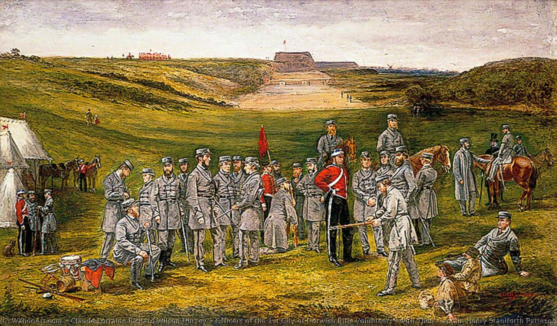 Officers Of The 1st City Of Norwich Rifle Volunteers, With Their Captain Henry Staniforth Patteson, On The Rifle Range, Mousehold Heath — Claude Lorraine Richard Wilson Nursey