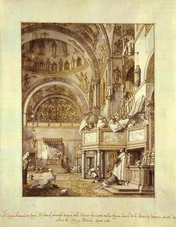 San Marco - The Crossing And North Transept, With Musicians Singing — Canaletto