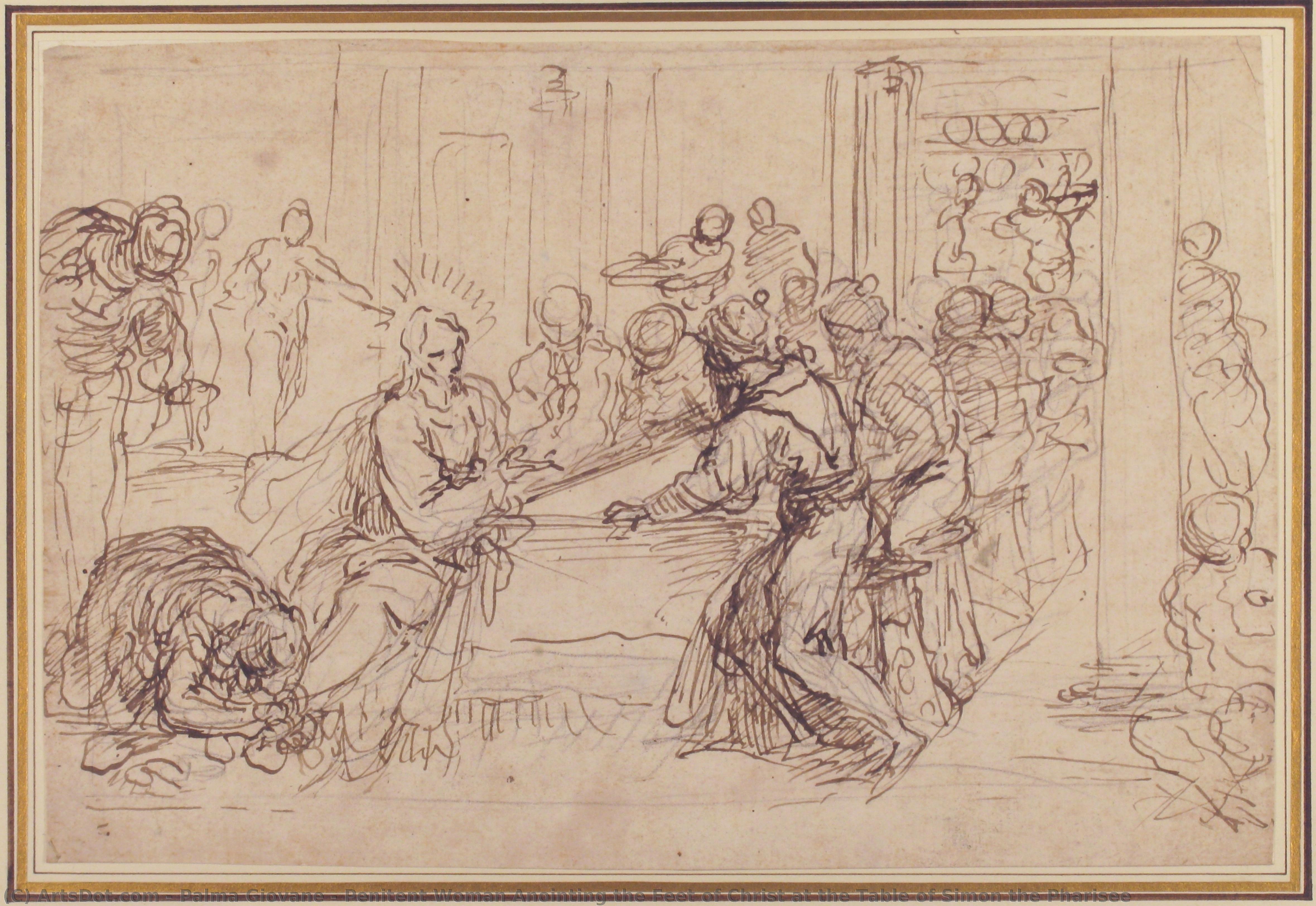 Penitent Woman Anointing The Feet Of Christ At The Table Of Simon The Pharisee — Jacopo Palma Il Giovane