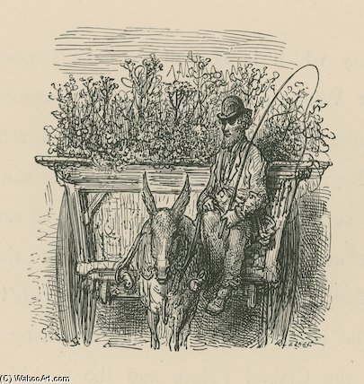 A Man Driving A Cart Laden With Plants And Flowers — Paul Gustave Doré