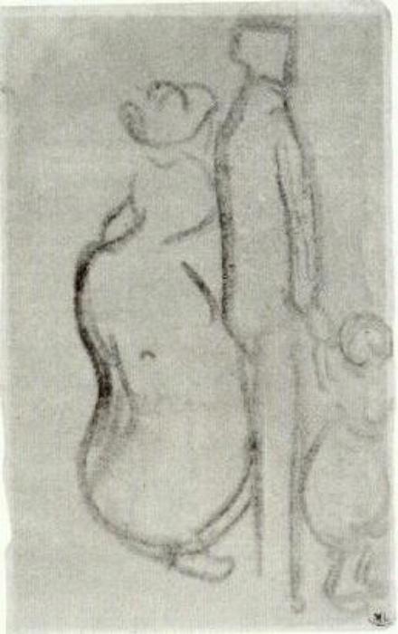 Skizze Eines Mannes Und Einer Frau Mit Einem Kind — Vincent Willem Van Gogh