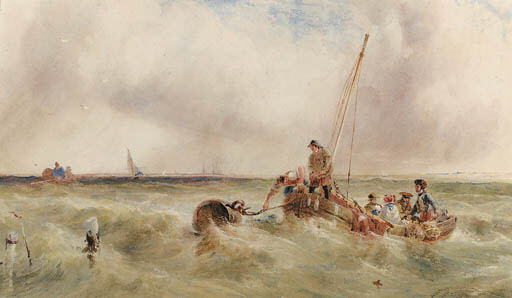 Fishing Smacks And Other Vessels Off The Coast In A Squall — Anthony Vandyke Copley Fielding