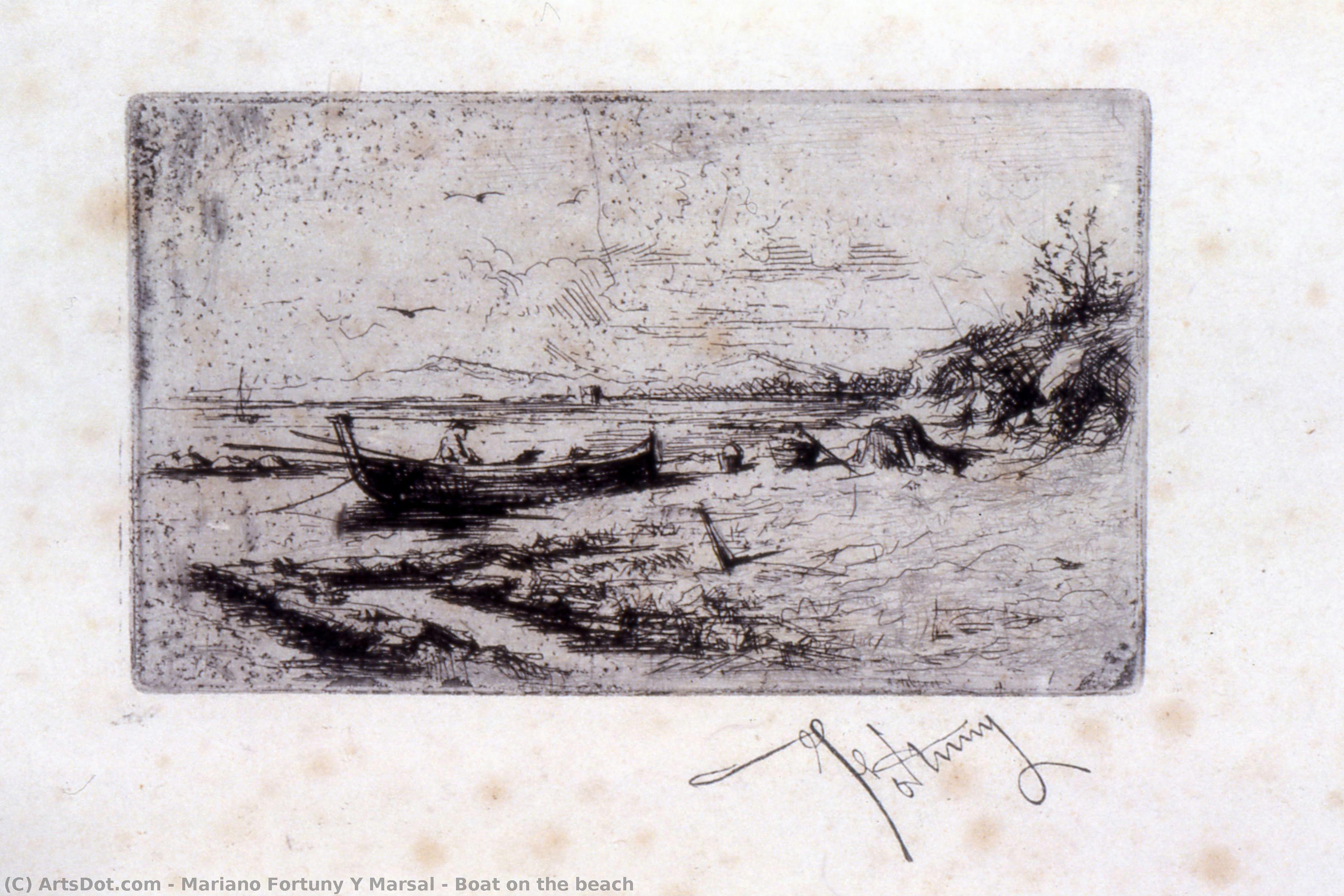 Boat On The Beach — Mariano Fortuny Y Marsal