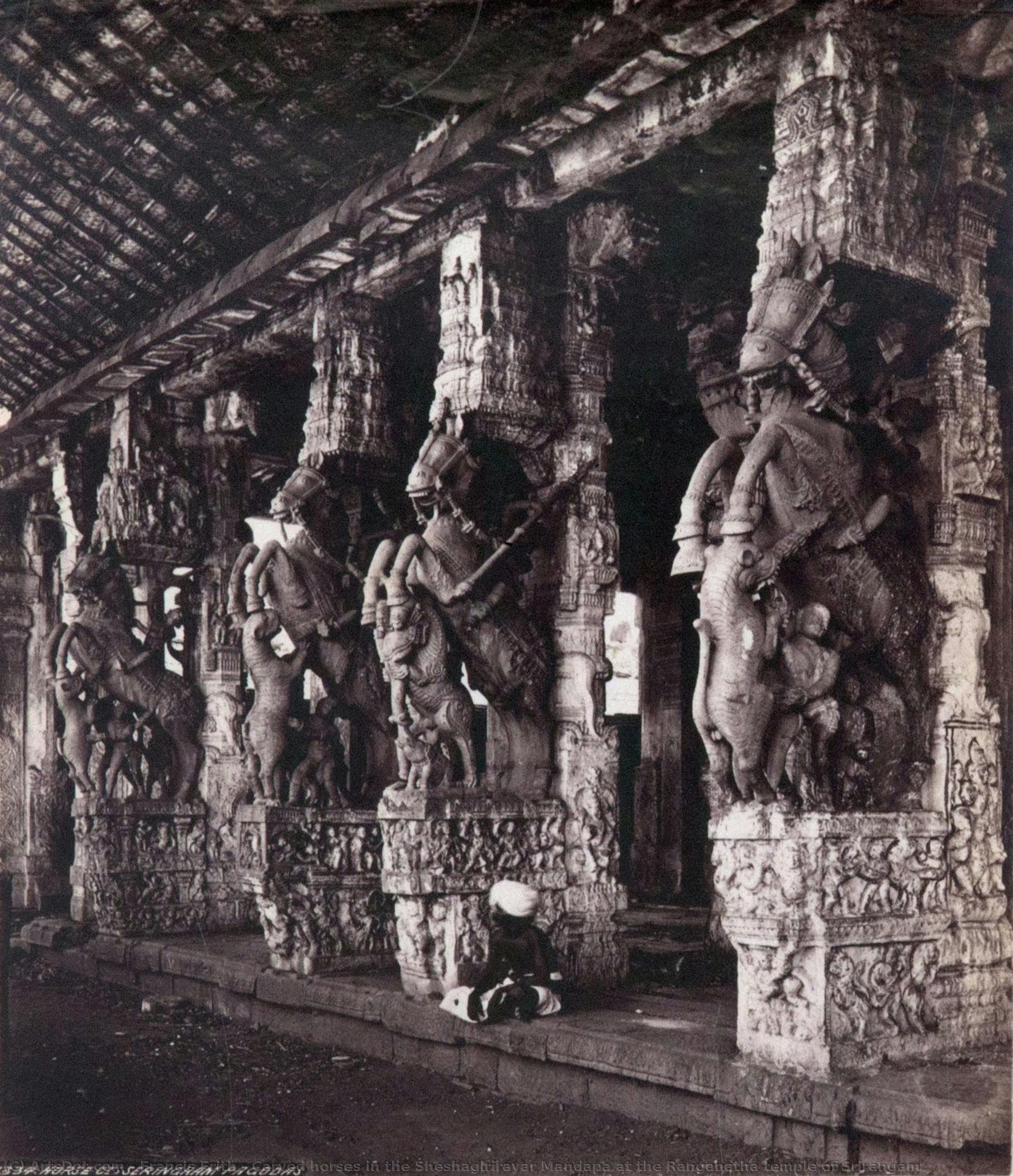 Carved Horses In The Sheshagirirayar Mandapa At The Ranganatha Temple Of Srirangam — Francis Frith