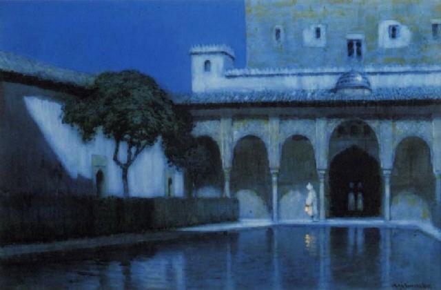 Moonlight, Court Of The Myrtles, Alhambra — Albert Moulton Foweraker