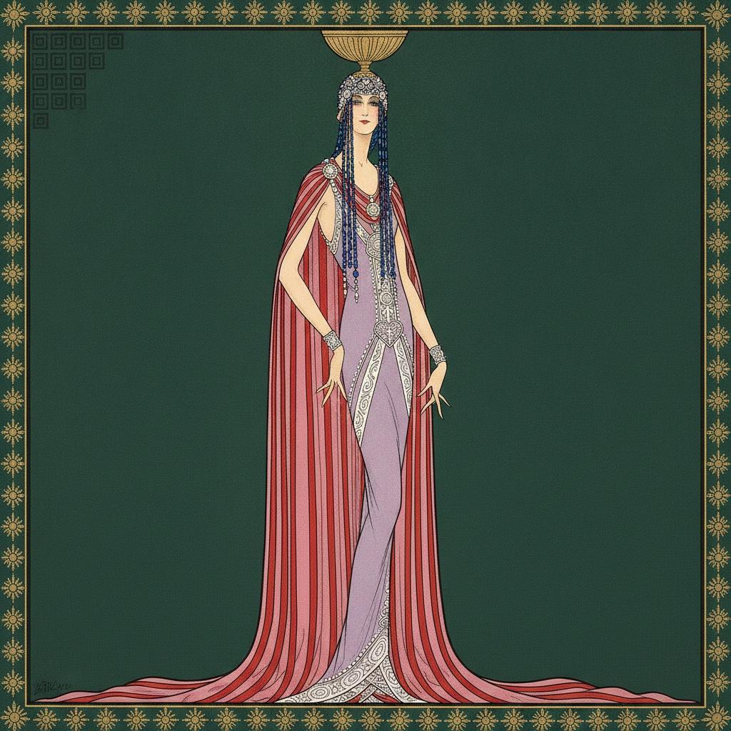 Golden Circlet And Striped Drapery In Forest Green — Valentin Laurent De Courcey