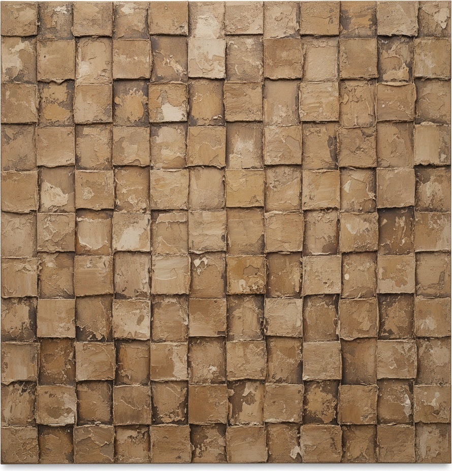 Fragmented Echoes Of Ancient Earth In A Monochromatic Mosaic Of Ochre Relief — David Moreau