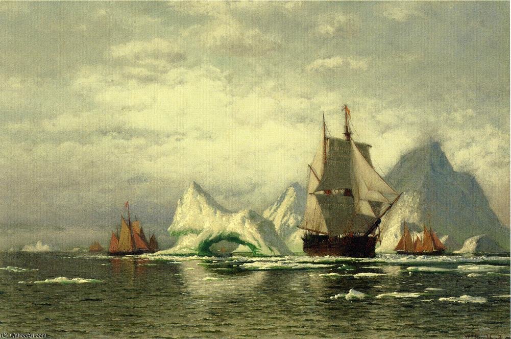 Arctic Whaler Homeward Bound Among The Icebergs — William Bradford