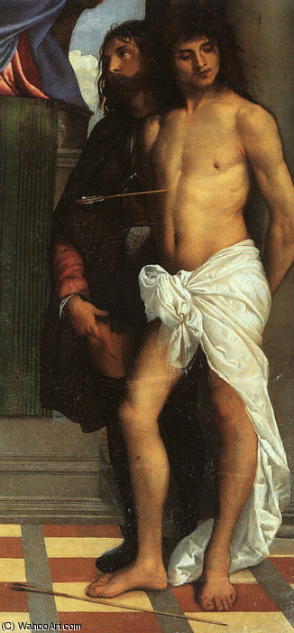 St. Mark Enthroned With Saints, Detail, Church — Titian