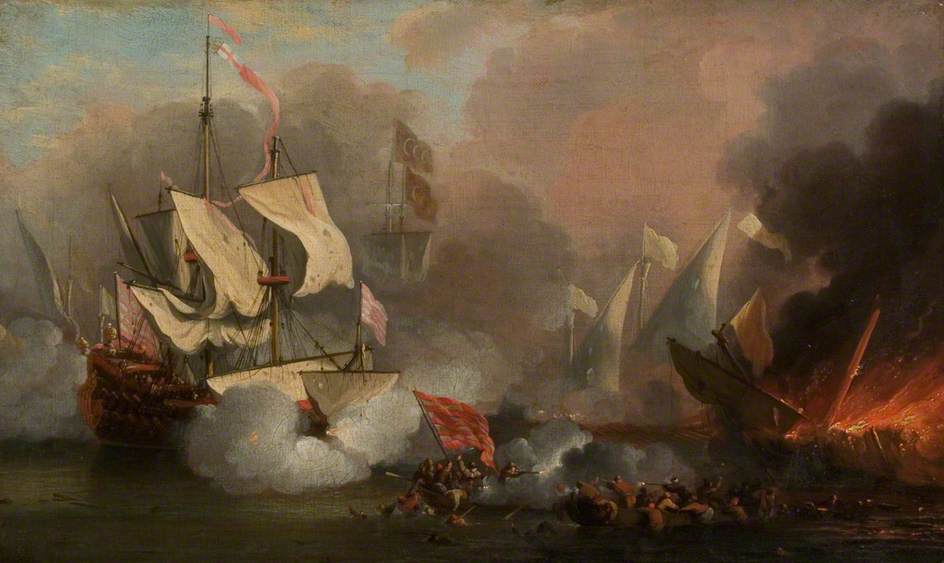 Men O' War In Action English Ship And Barbary Pirate Vessels — Willem Van De Velde The Elder