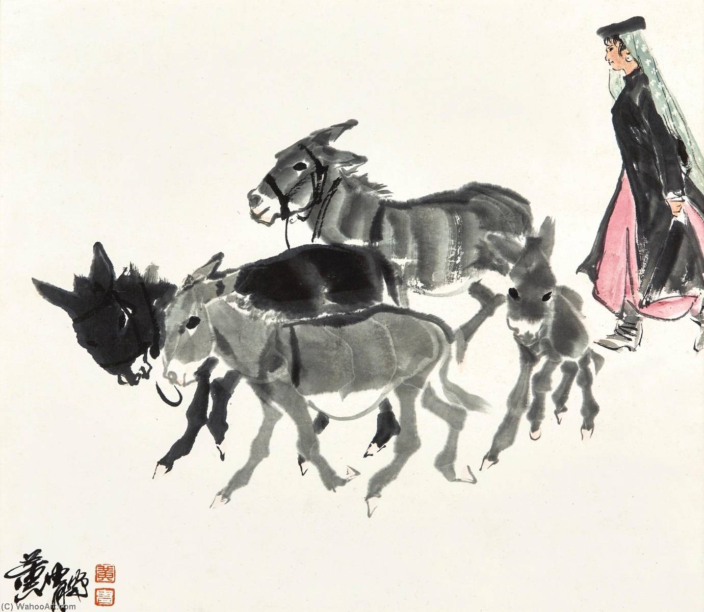 Girl Herding The Donkey — Huang Zhou