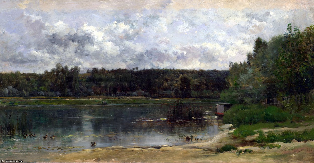 River Scene With Ducks — Charles-françois Daubigny