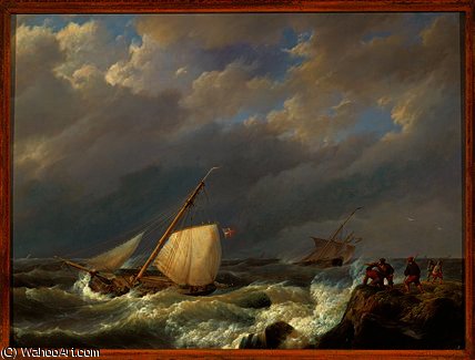 Vessels On A Lee Shore In A Gale Of Wind, — Johannes Hermanus Koekkoek