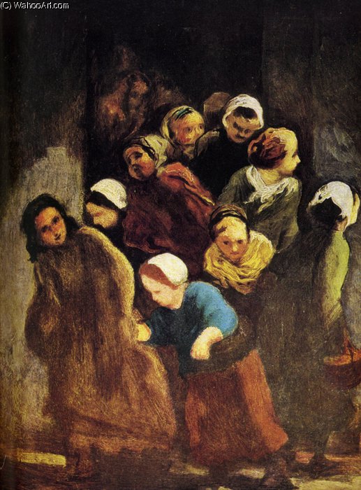 La Sortie De L'école, Huile Sur Panneau The Exit Of The School, Oils On Panel — Honoré Daumier