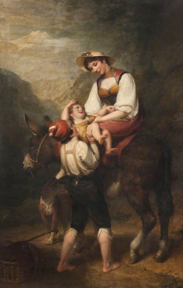 Woman On An Ass, With Children — Henry Howard
