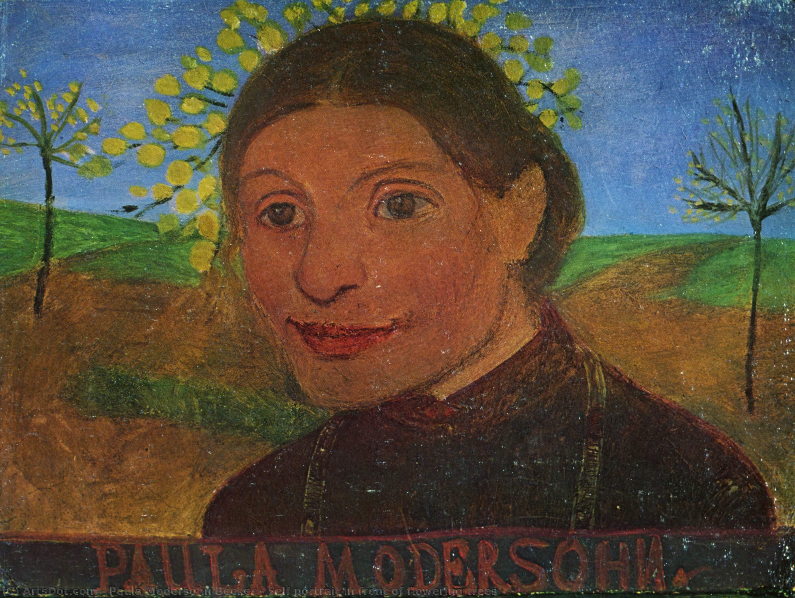 Self Portrait In Front Of Flowering Trees — Paula Modersohn-becker