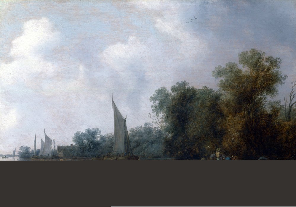 A River With Fishermen Drawing A Net — Salomon Van Ruysdael