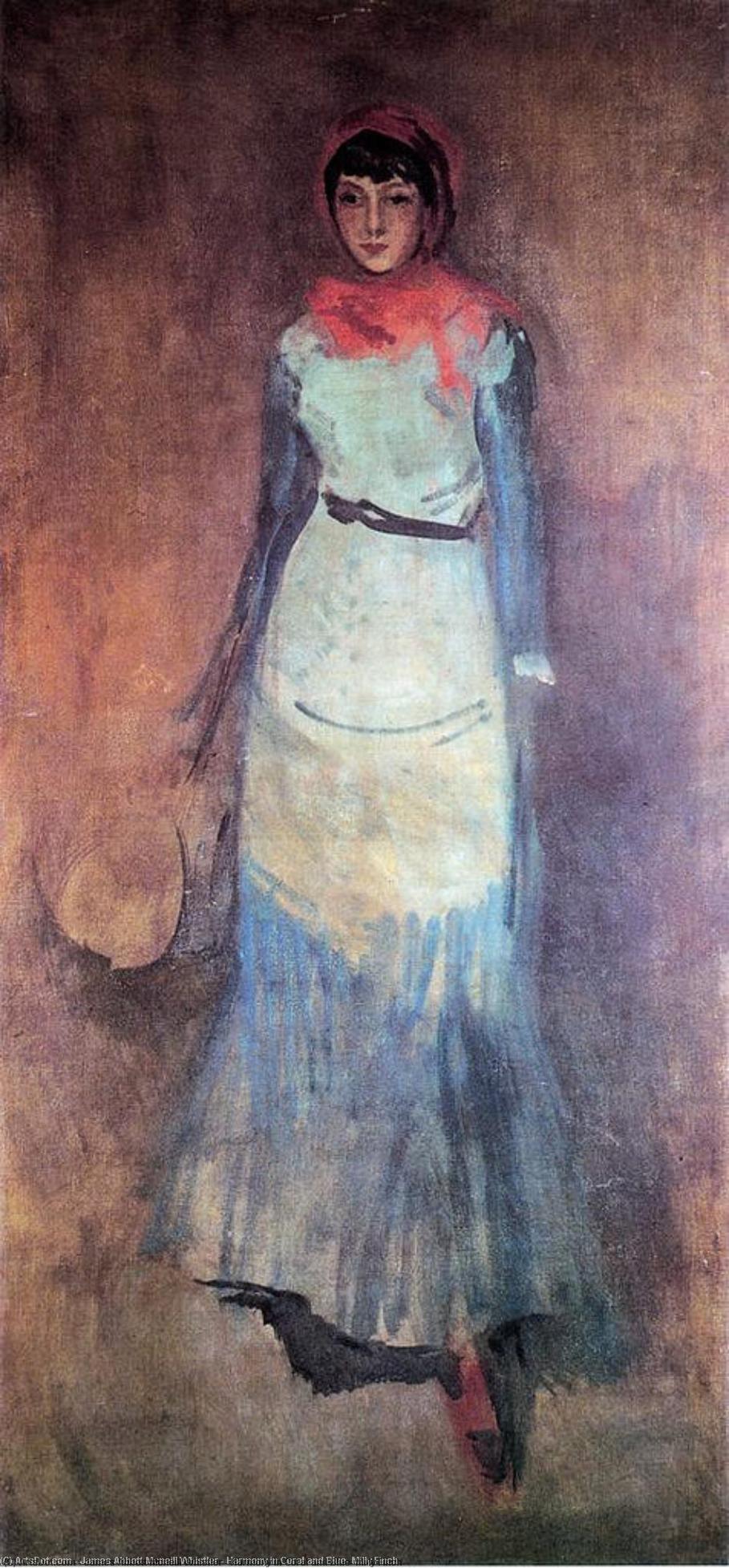 Harmony In Coral And Blue: Milly Finch — James Abbott Mcneill Whistler