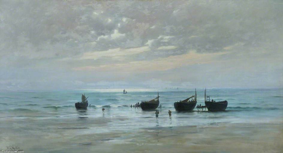 French Fishing Boats At Low Tide — William Lionel Wyllie
