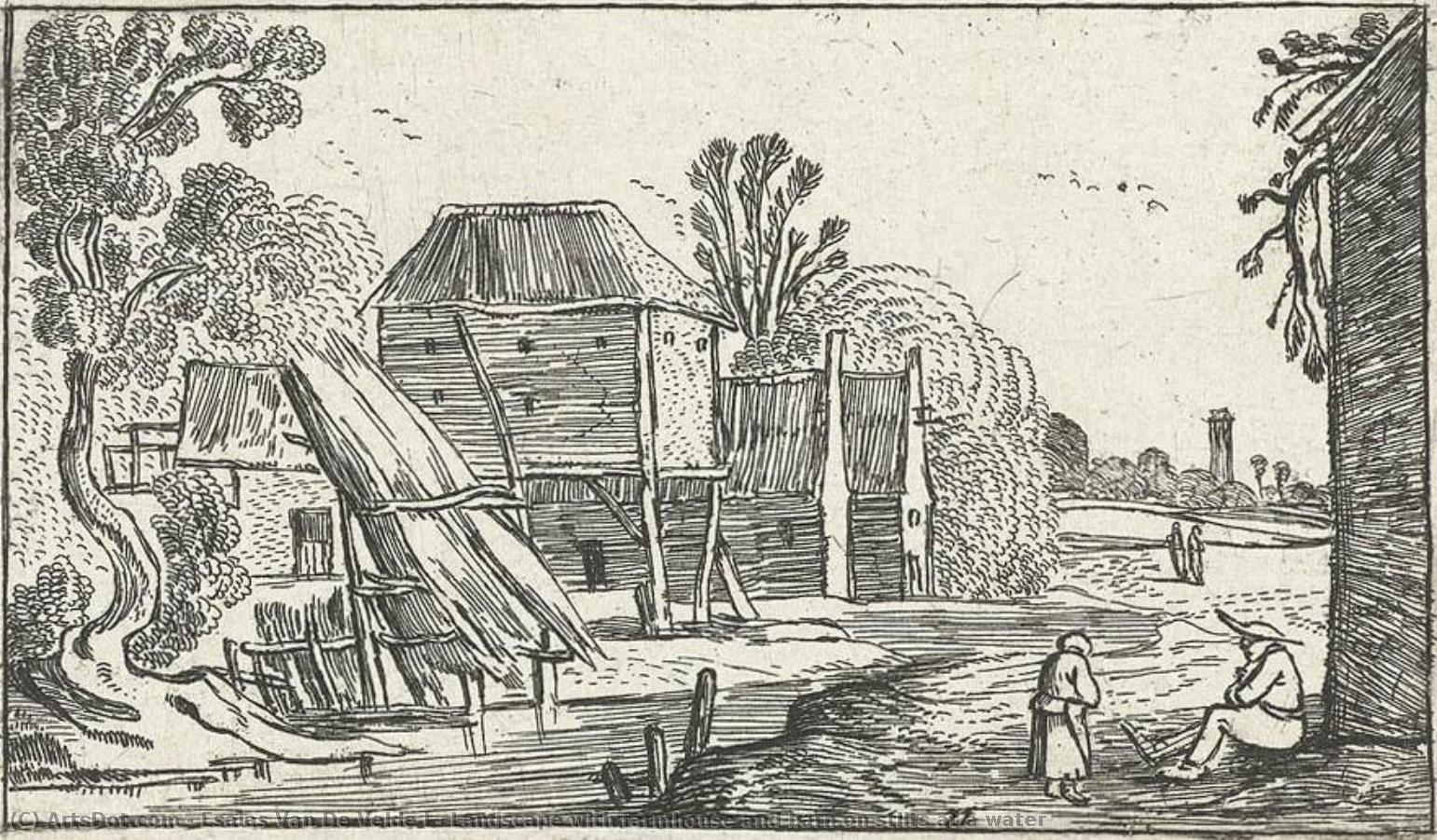 Landscape With Farmhouse And Barn On Stilts At A Water — Esaias Van De Velde I