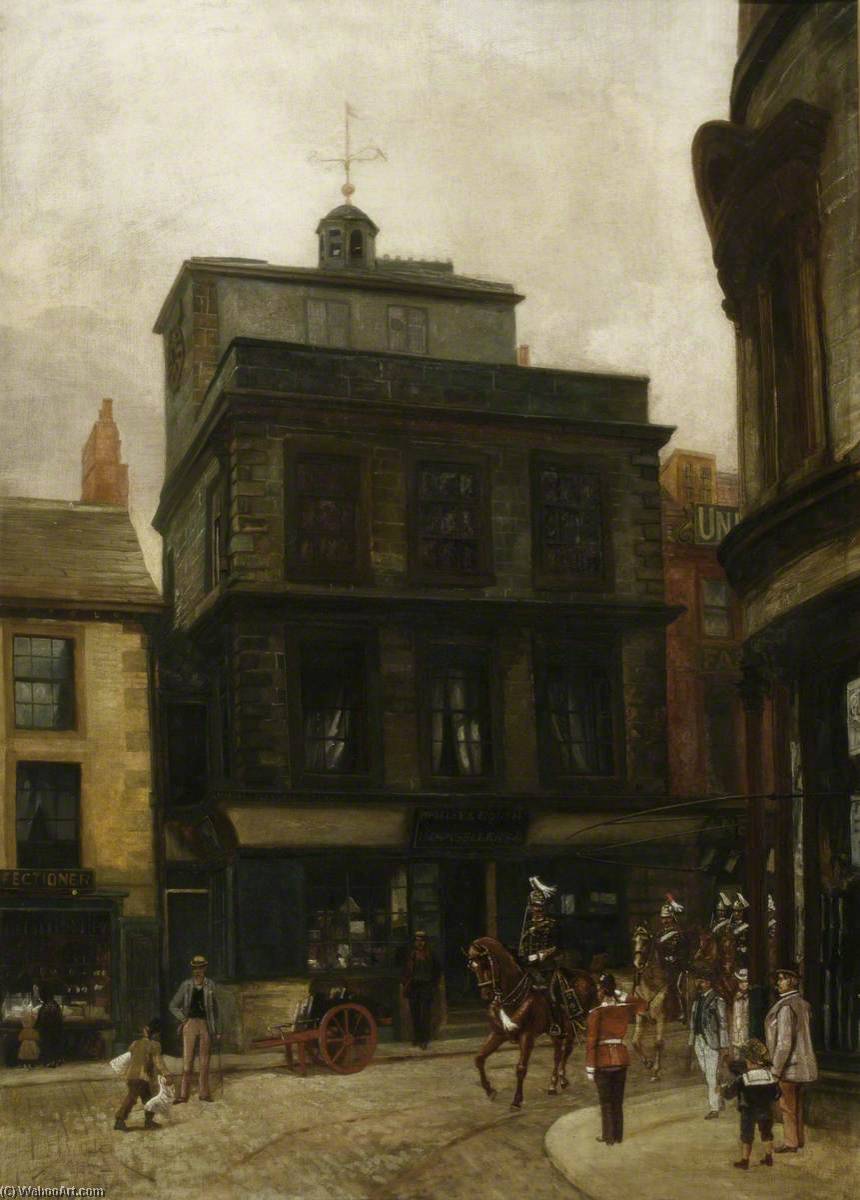 Lieutenant Colonel Charles Grove Edwards (1843–1904), 2nd West Yorkshire Yeomanry Cavalry (the Prince Of Wales's Own) At The Head Of His Regiment Marching Into Crown Street, Halifax, 1884 — John Wright Oakes
