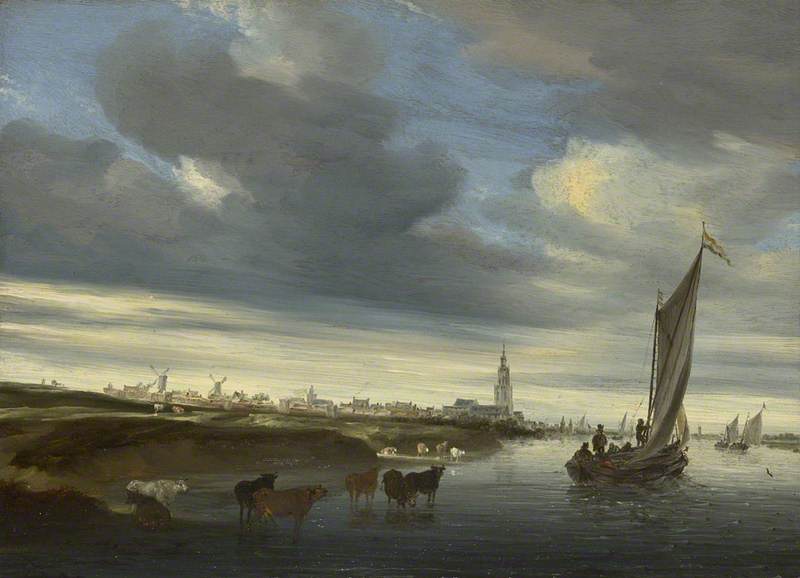 A View Of Rhenen Seen From The West — Salomon Van Ruysdael
