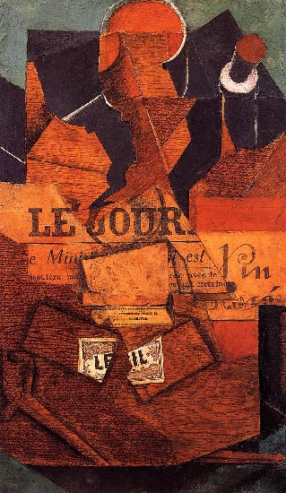 Tobacco, Newspaper And Bottle Of Wine — Juan Gris