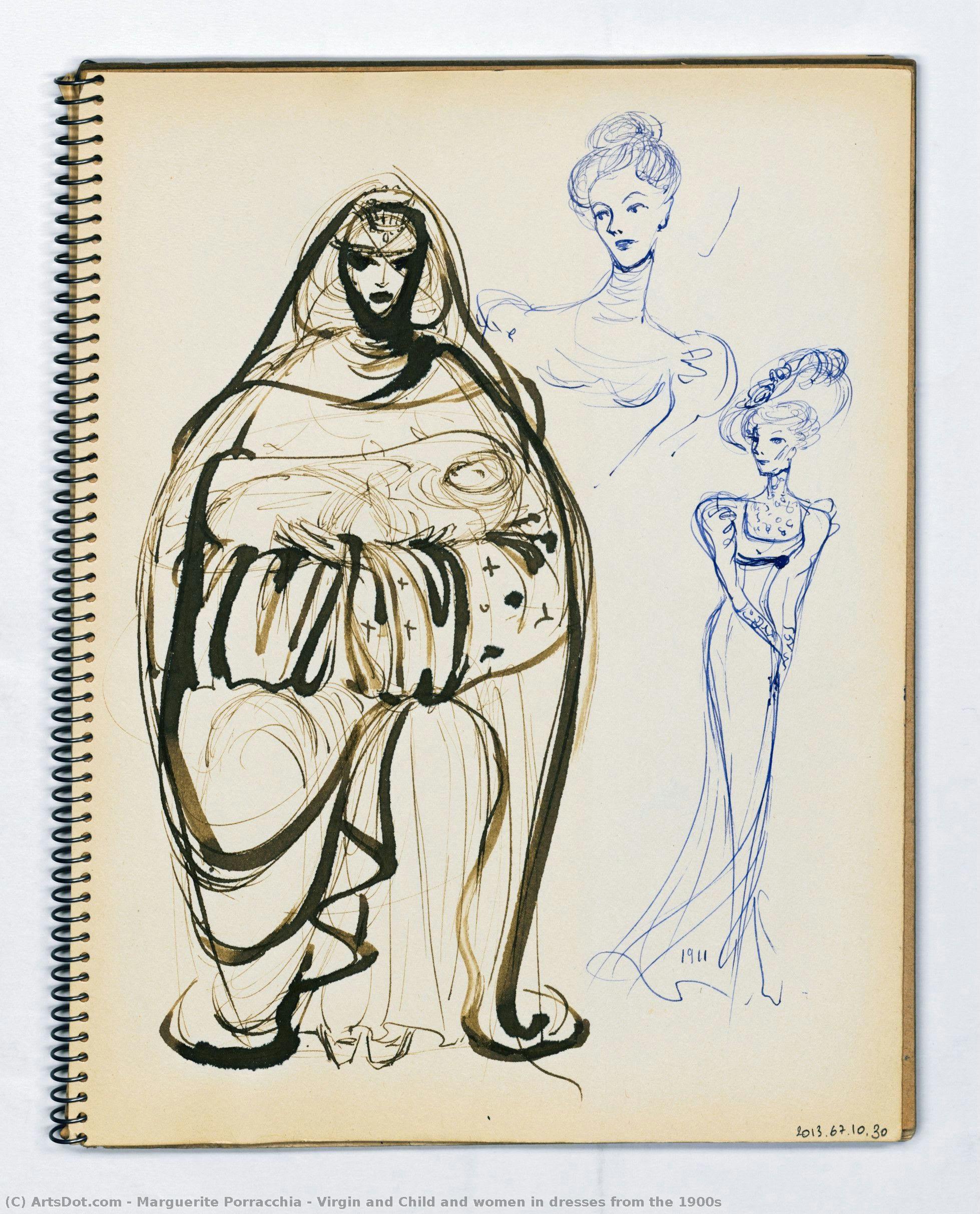 Virgin And Child And Women In Dresses From The 1900s — Marguerite Porracchia