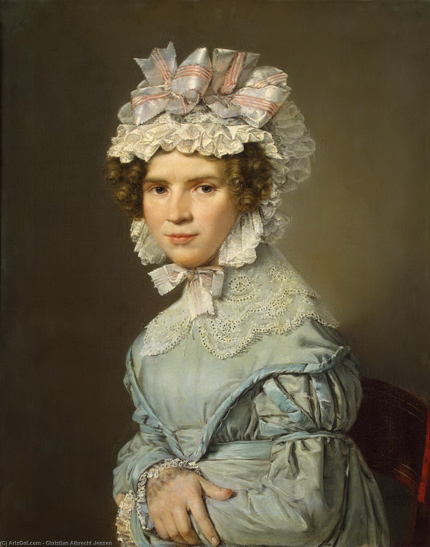 Portrait Of A Lady In Blue Dress — Christian Albrecht Jensen