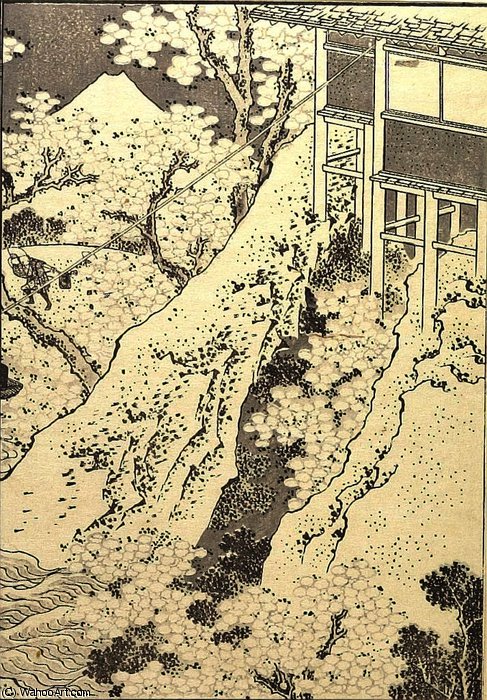 Título Traducido Al Español: Fuji A Través De Flores — Katsushika Hokusai