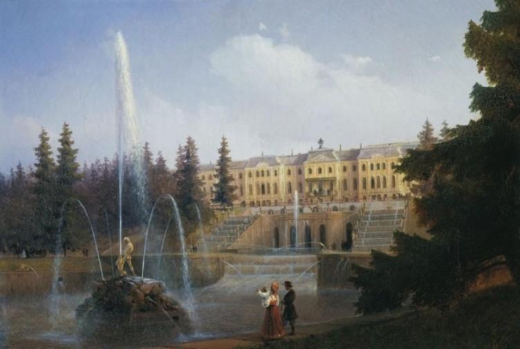 View Of The Big Cascade In Petergof And The Great Palace Of Petergof — Ivan Konstantinovich Aivazovsky