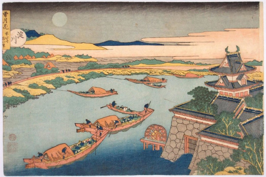 Yodo Gawa From Setsugekka Snow Moon And Flowers — Katsushika Hokusai