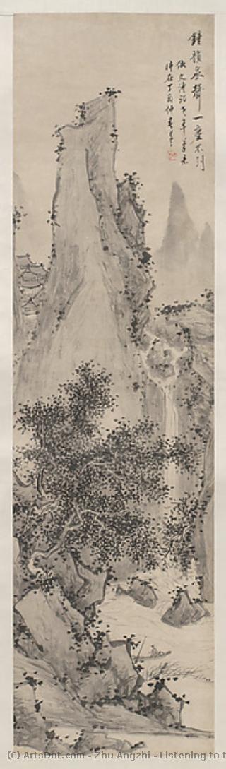 Listening To The Waterfall From A Moored Boat, In The Manner Of Wen Zhengming — Zhu Angzhi
